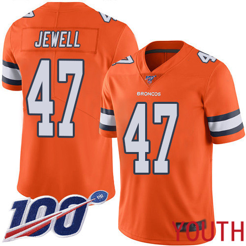 Youth Denver Broncos #47 Josey Jewell Limited Orange Rush Vapor Untouchable 100th Season Football NFL Jersey->youth nfl jersey->Youth Jersey